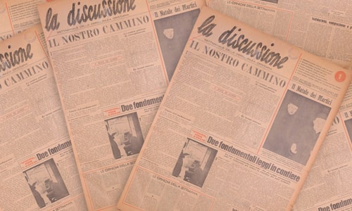 Terminata la digitalizzazione de La 𝘋𝘪𝘴𝘤𝘶𝘴𝘴𝘪𝘰𝘯𝘦, rivista fondata da De Gasperi nel 1953