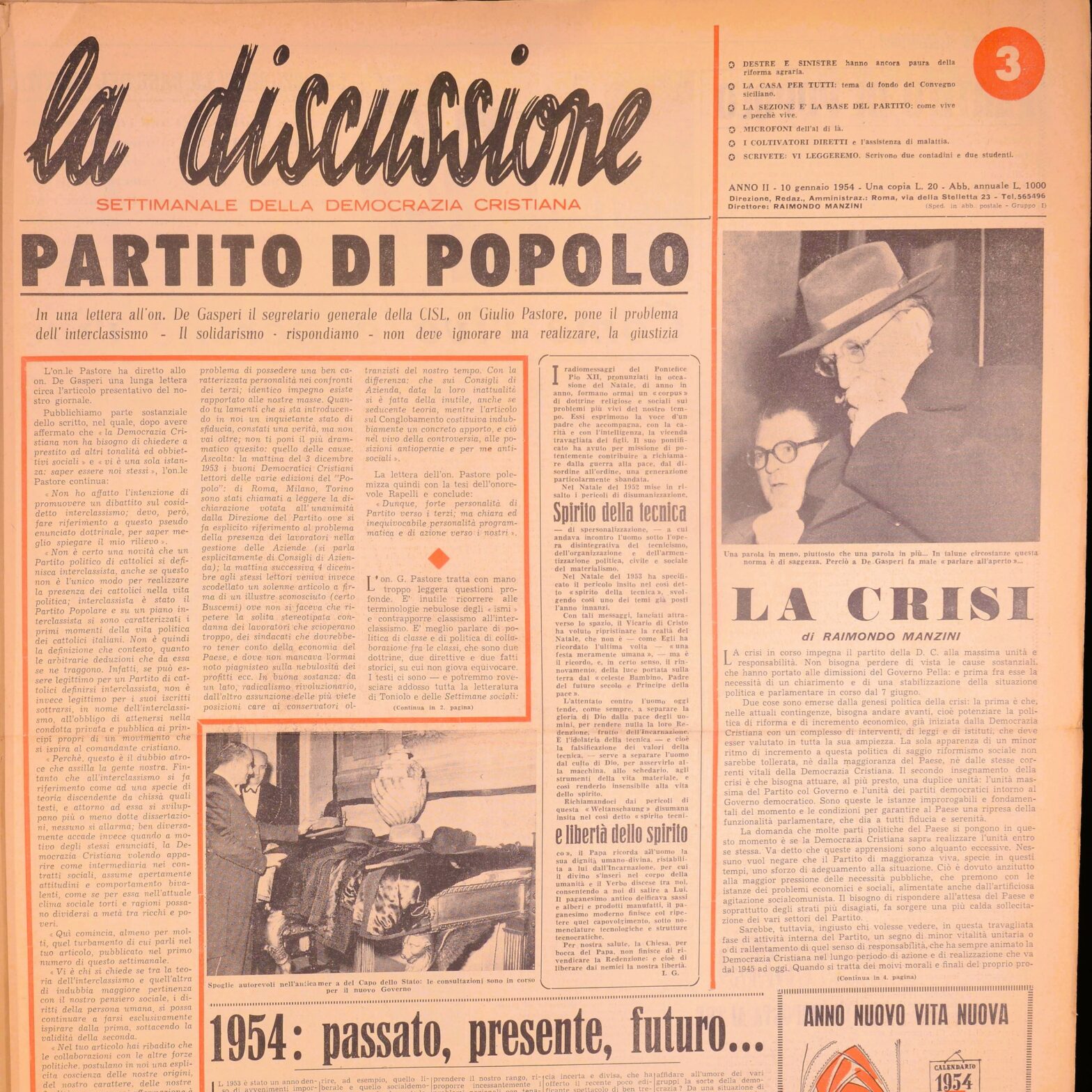 ONLINE su Digital Sturzo “La Discussione” rivista fondata da De Gasperi nel 1953